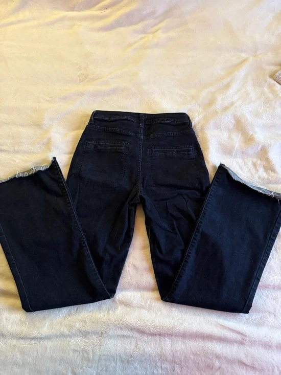 Knox Rose Black Flare Wide Leg Jeans - Picture 3 of 3